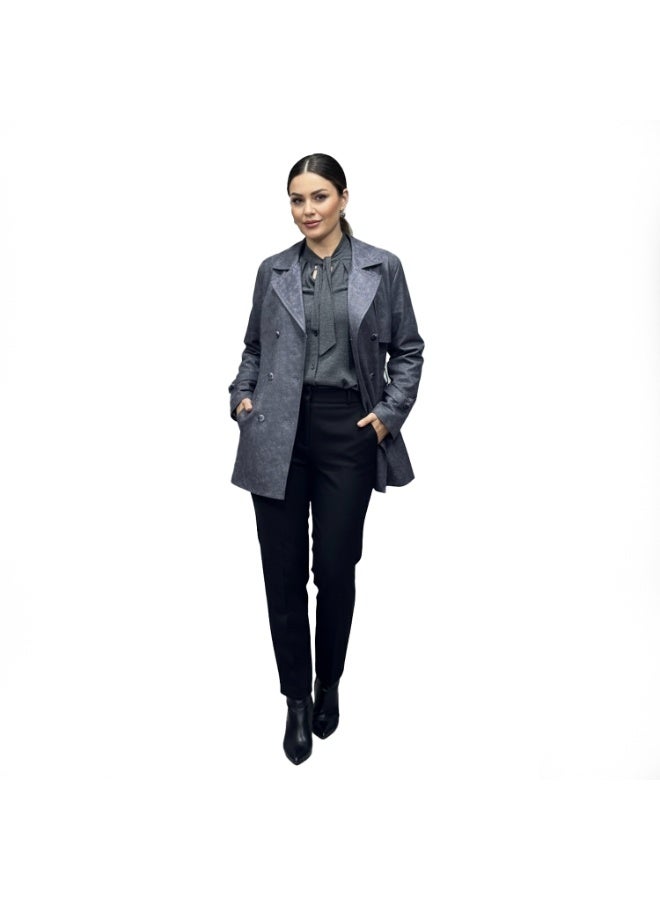 Smoky Egypt Smoky Suede Double-Breasted Jacket-Gray - Image 3